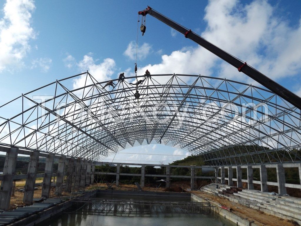 prefab coal storage with steel space frame roofing