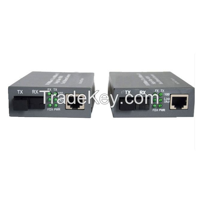 1 Pair 10/100Mbps Fiber Optic Single Mode Single Fiber Media Converter