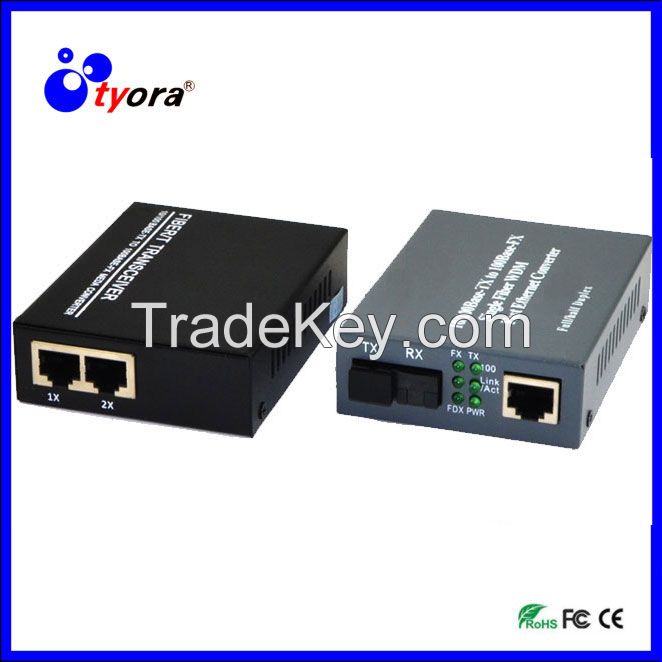 1 Pair  10/100/1000Mbps Media Converter   single mode single  fiber   sc port 2*RJ45