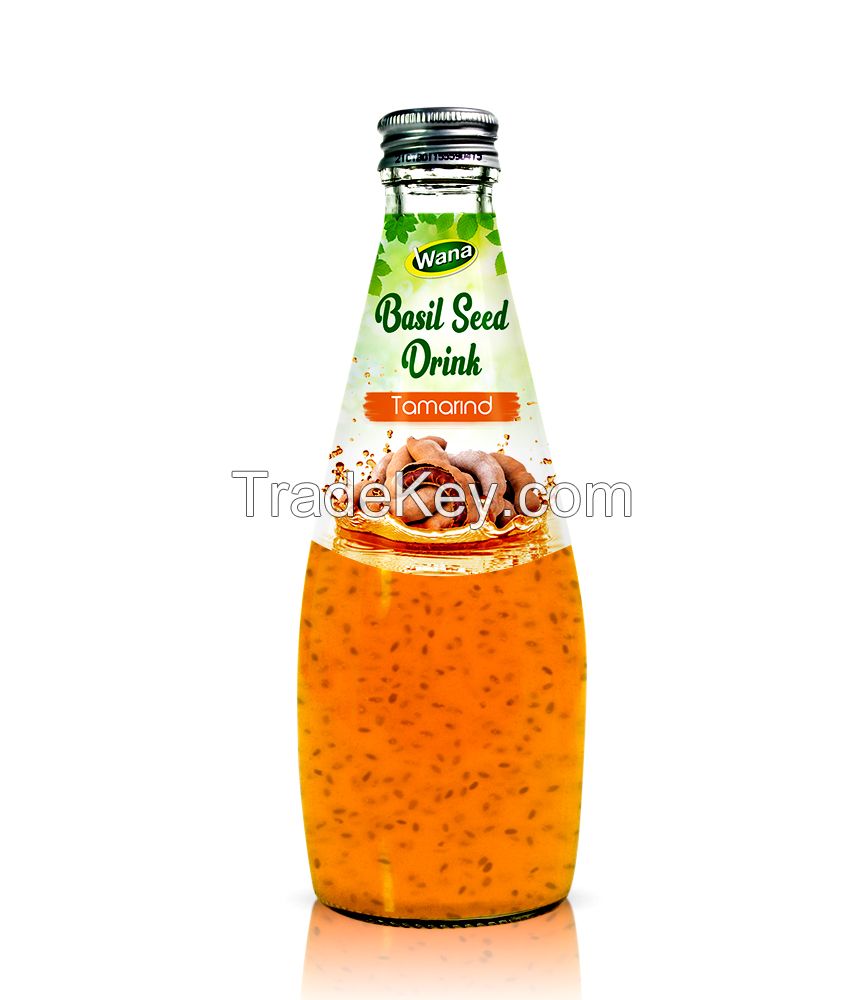 Basil Seed Drink with Fruit Flavor 290ml Glass Bottle