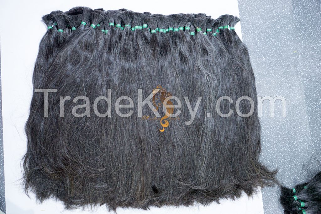 Single Drawn Bulk Hair_60cm_Straight_Natural Virgin Brazilian Hair