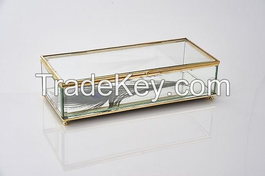 Simple style Glass and Metal Jewelry Box