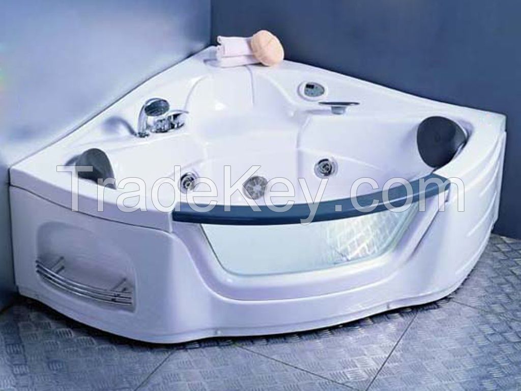 To corner Fan-shaped bathtub with glass window 1370Ã1350 GM-1035