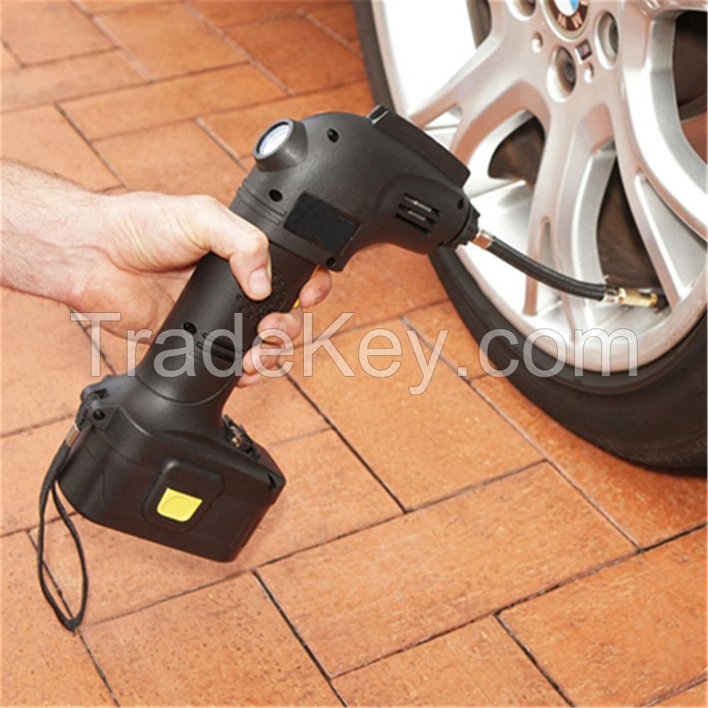 Portable Electric Car Tyre Inflator Pump / 12v Rechargeable Cordless Air Compressor