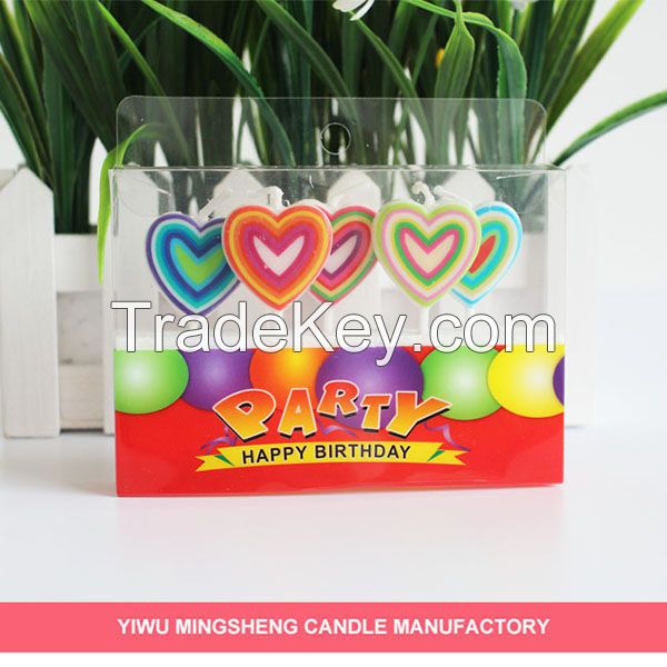 5pcs heart shape fancy birthday candle for cake