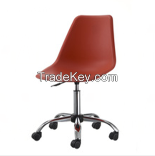 clear checkered pattern design five-point base with wheels and nylon caster gas lift piston for height adjustment. 360degree swivel  Cheap metal plastic handle bar chairs