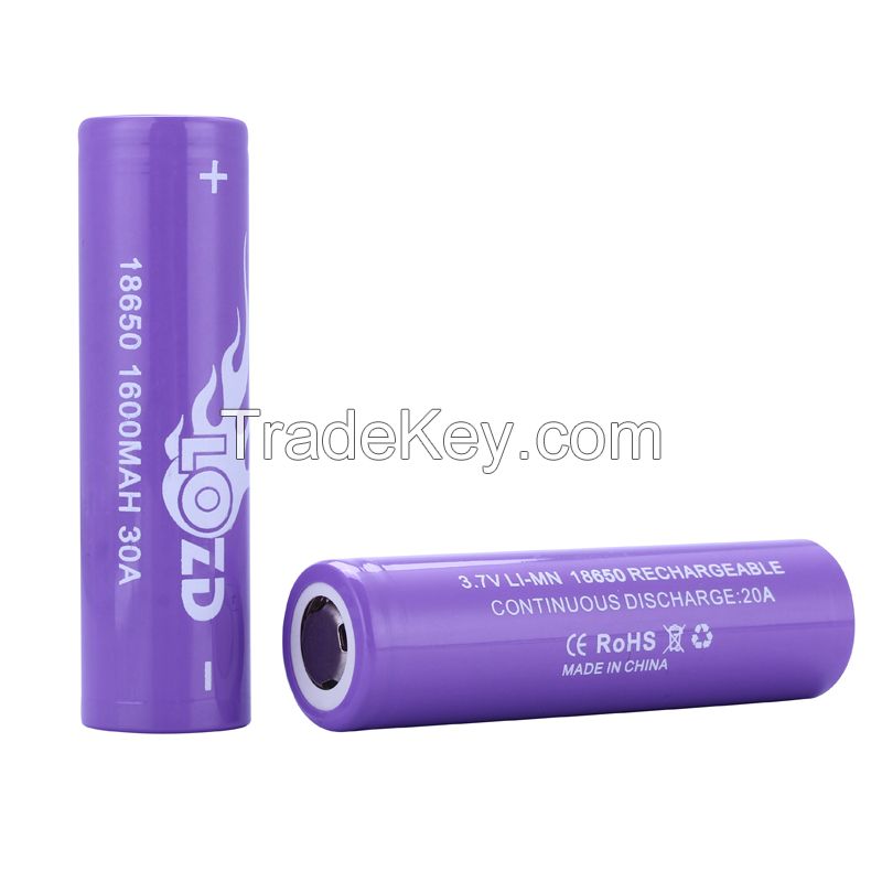 li-ion battery 3.7v 1600mah 18650 rechargeable battery flat cell lithi