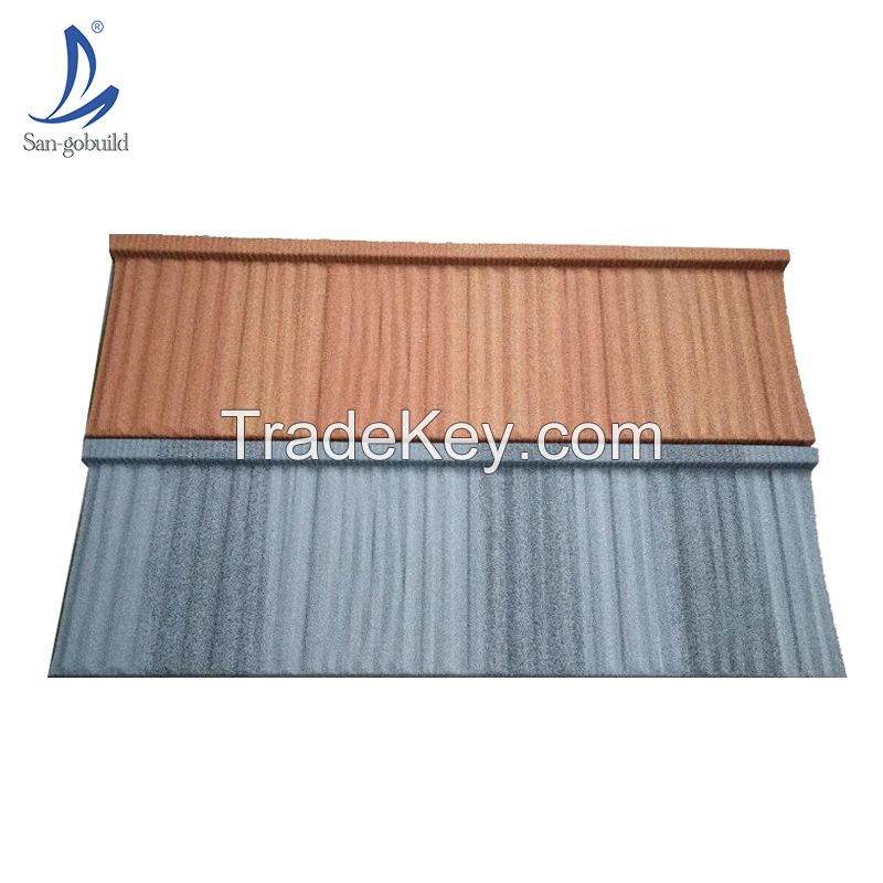 Hot sale in Nigeria market heat resistant shingle materials stone coated metal roof sheets makuti grained roofing tiles