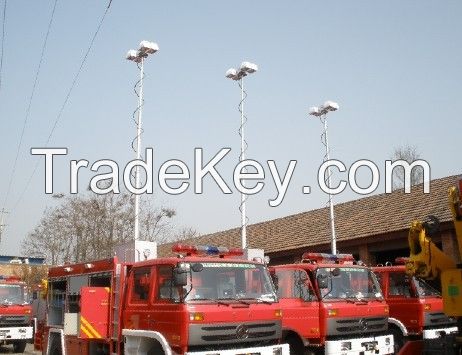 300w 12v high mast mobile led light tower, LED bulb,40000lm,pneumatic mast