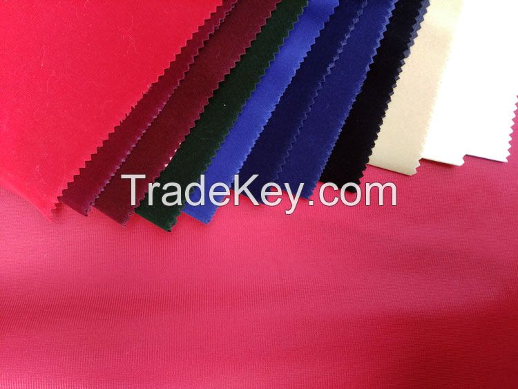 Nylon flocking velvet fabric based on polyester warp knit cloth for jewelry boxes