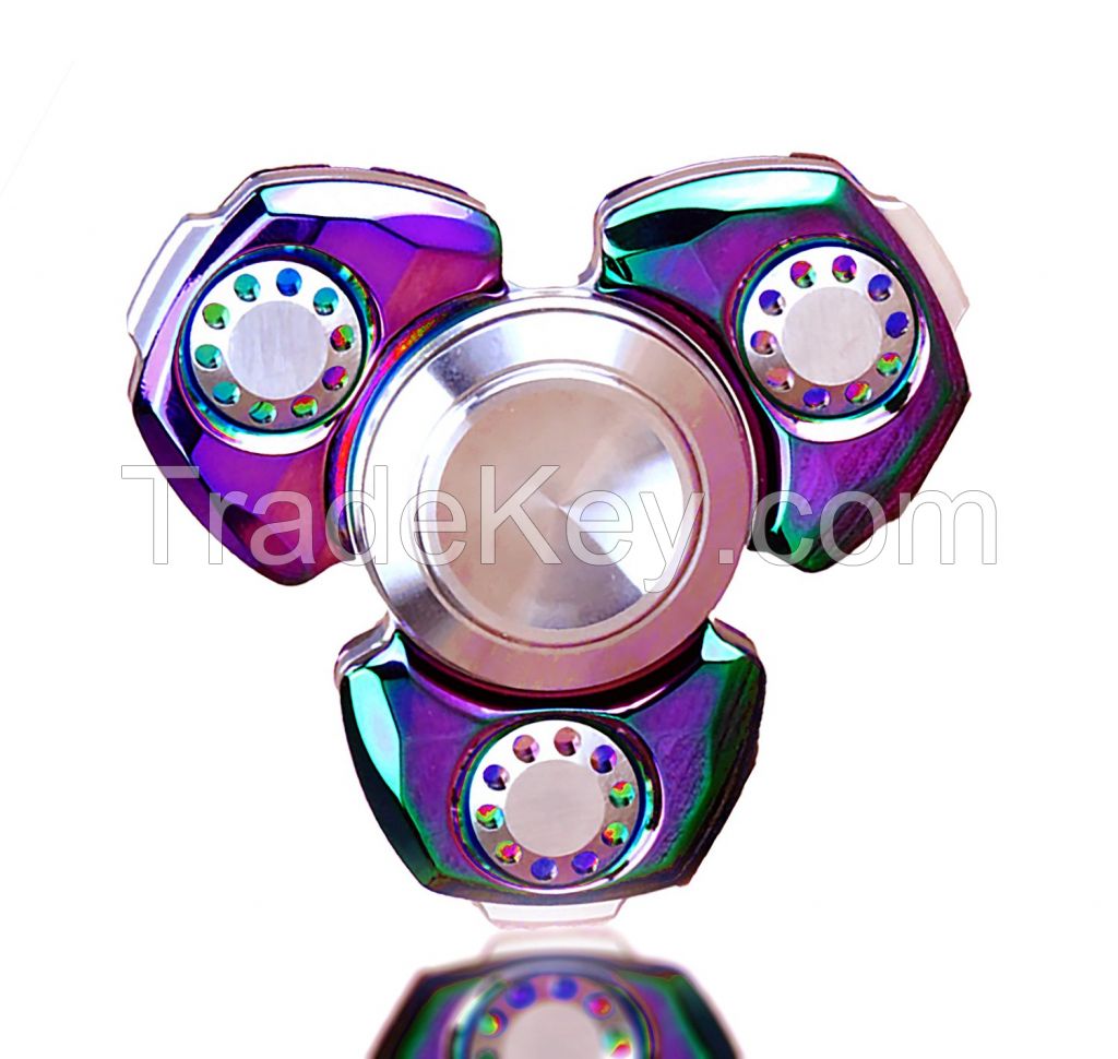  Fidgets Spinner, Metal Fidget Spinner Rainbow Figit Hand Toy - Ultra Fast Stainless Steel Hybrid Ceramic Bearing for 5+ Min Spins - Stress Reducer Relieve Anxiety and Boredom - Colorful 