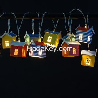 10 LED Wooden House Solar String Lights (RS1011)