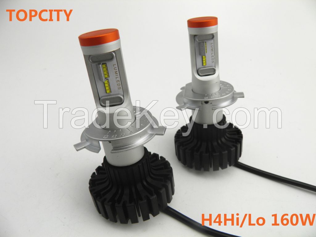 auoto LED lights, H4 Hi/Lo  160W LED headlight , H4 LED headlight fanless,