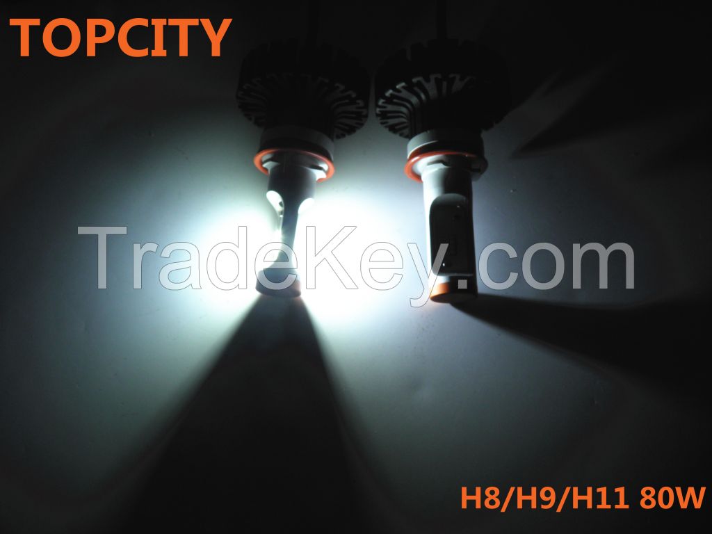 Automotive led lights highest quality lighting H8/H9/H11 80W headlight