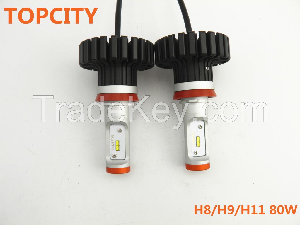 Automotive led lights highest quality lighting H8/H9/H11 80W headlight