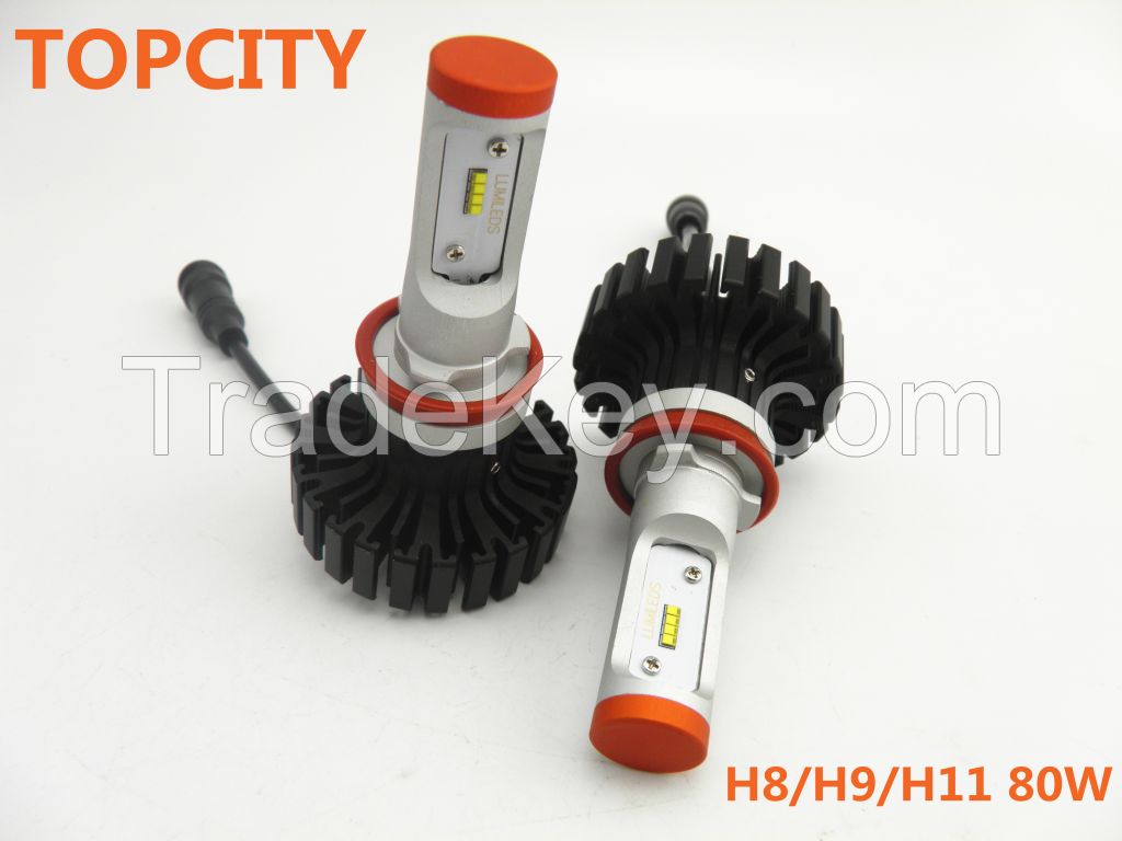 Automotive led lights highest quality lighting H8/H9/H11 80W headlight