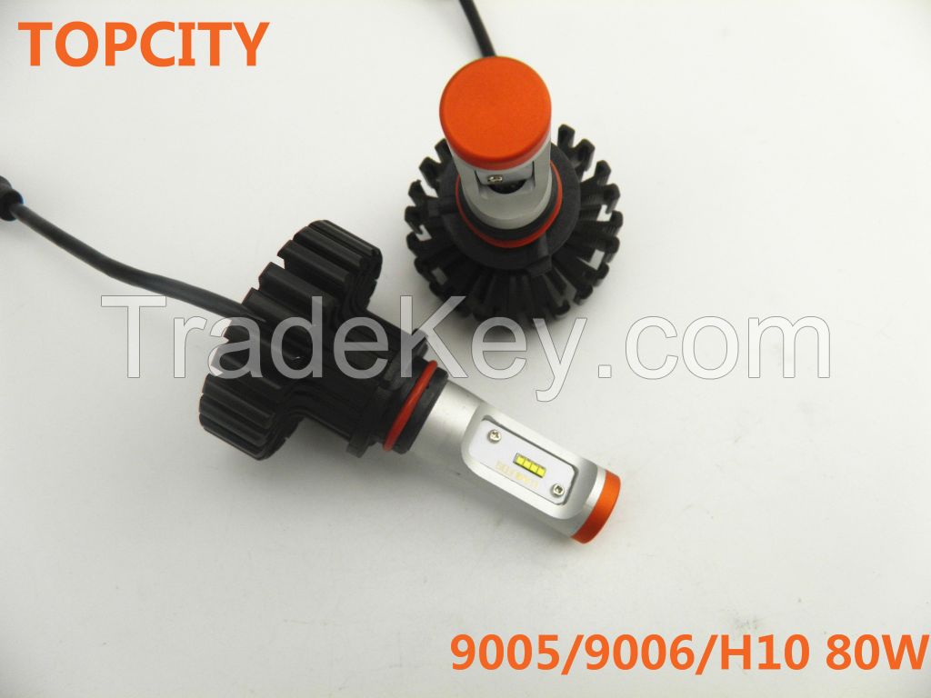 Auto led headlights highest quality 9005/9006/H10 80W led headlamp