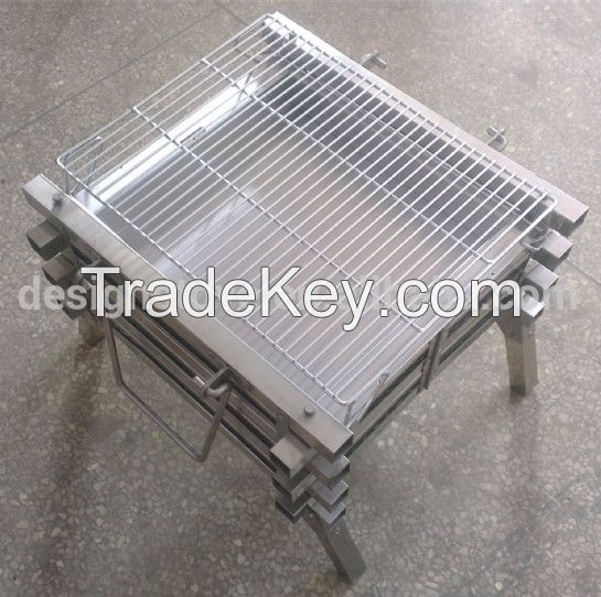 Stainless steel barbecue charcoal grill with silver surface