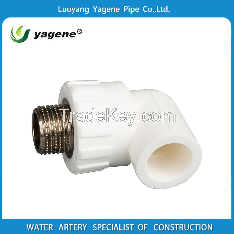 super quality plumbing materials PPR Pipe fitting male brass insert 90 Degree Elbow