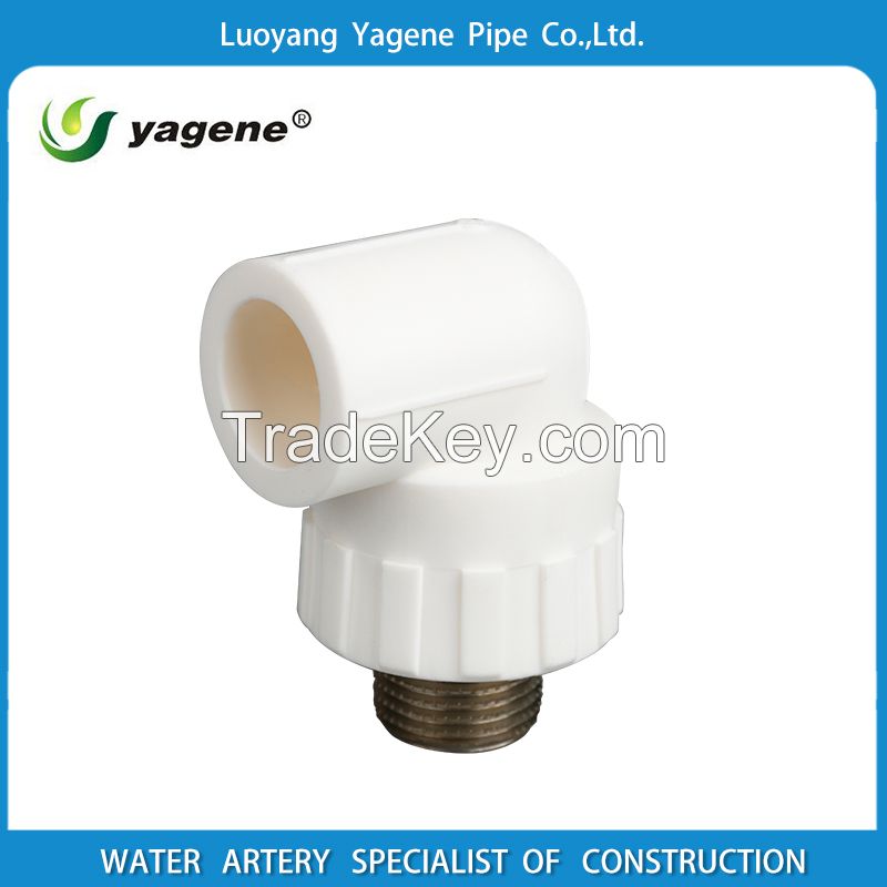 super quality plumbing materials PPR Pipe fitting male brass insert 90 Degree Elbow