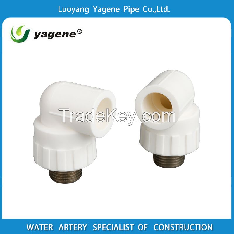 super quality plumbing materials PPR Pipe fitting male brass insert 90 Degree Elbow