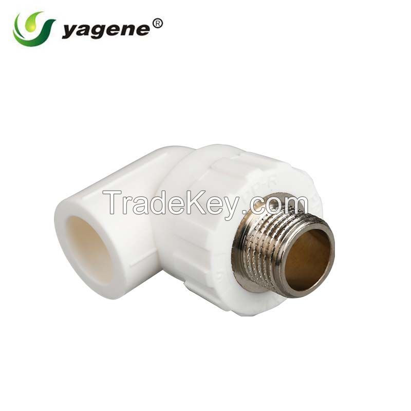 super quality plumbing materials PPR Pipe fitting male brass insert 90 Degree Elbow