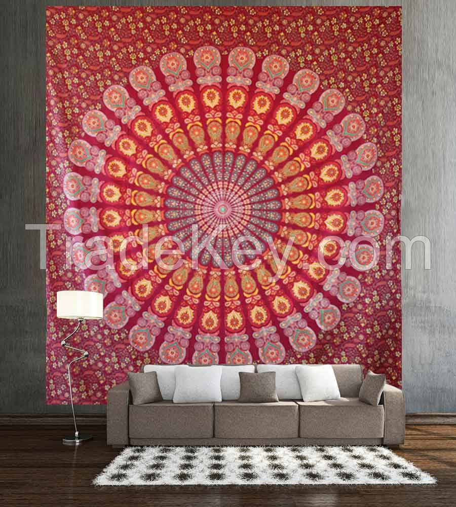  Red mandala wall hanging tapestry 