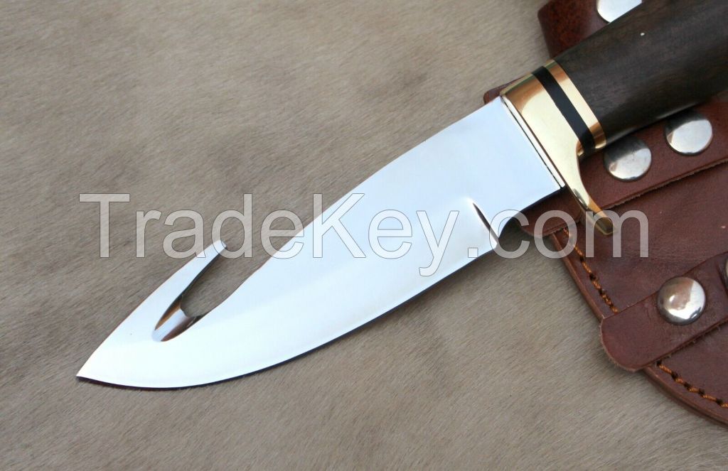 custom handmade 1095 high carbon steel mirror polish blade hunting/skinner gutt Hock knife with walnut wood handle