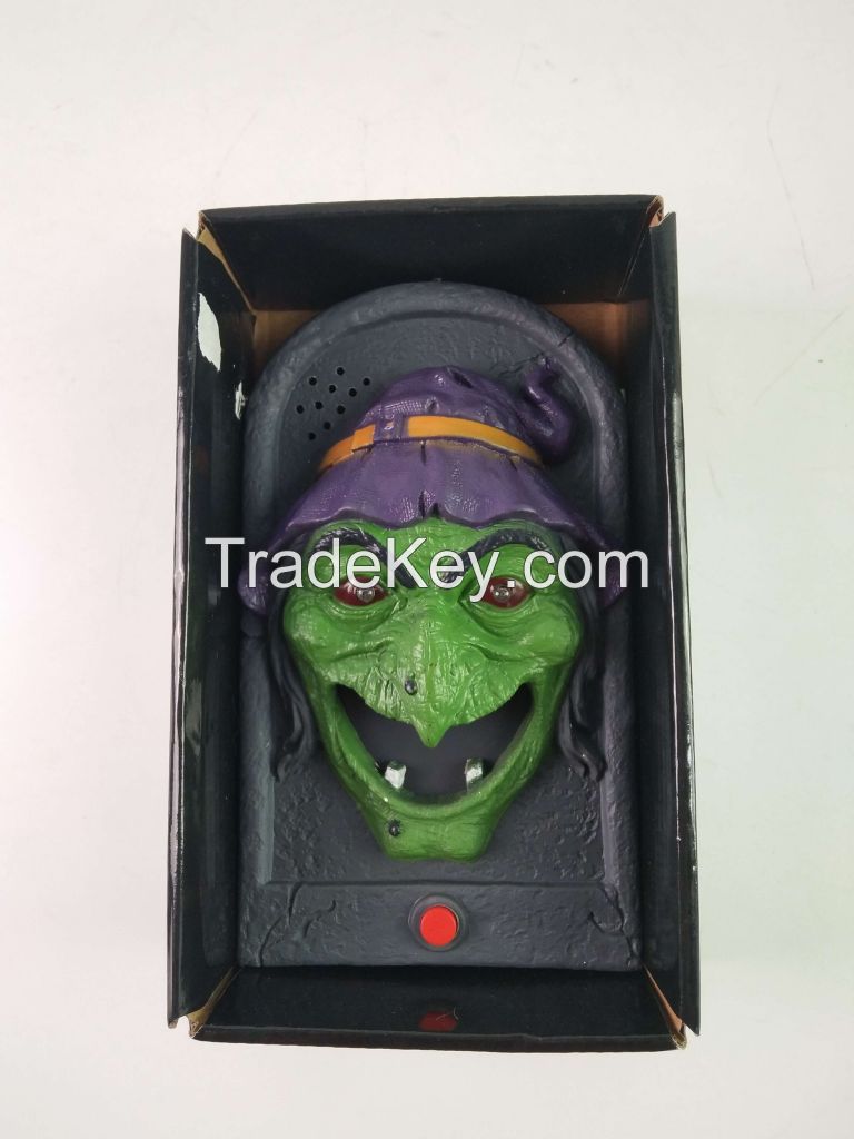 Halloween Doorbell, Halloween Supplies Decoration Halloween Props Toys Skull Head Witch. Doorbell with Talking Spider Halloween Toy