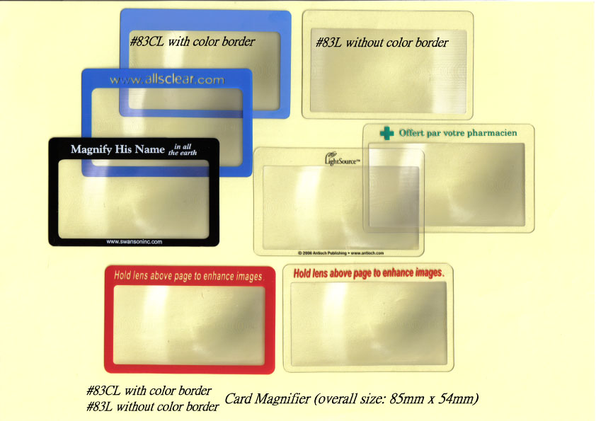 CREDIT CARD MAGNIFIER WITH CLEAR &amp; COLOURED BORDER