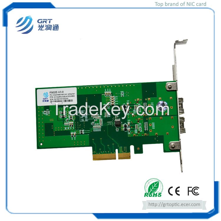 F902E Gigabit 2- Port Fiber Optic PCIe Network Adapter Card with Intel I350 controller