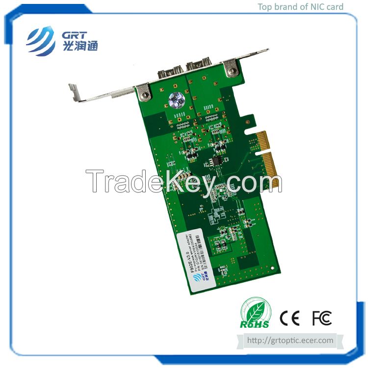 F902E Gigabit 2- Port Fiber Optic PCIe Network Adapter Card with Intel I350 controller