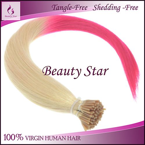 Pre bonded Hair Extension T60/Pink#, 100% Remy Human Hair