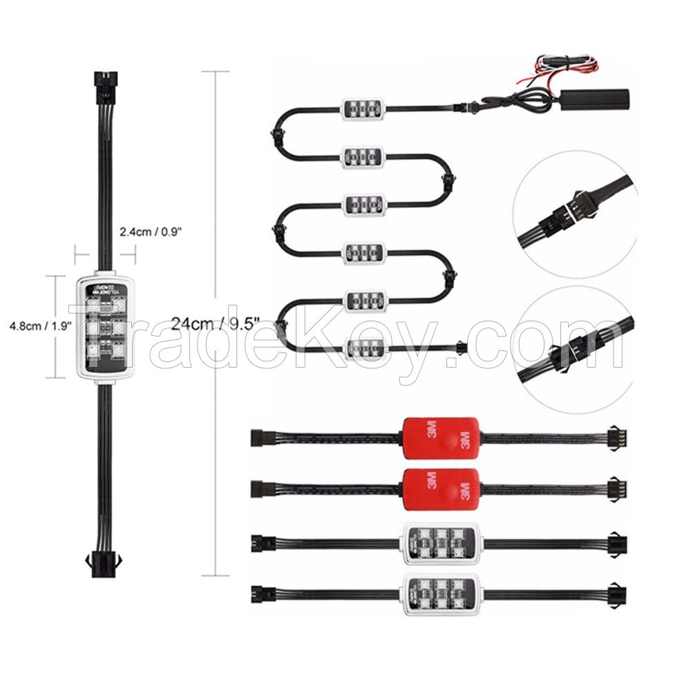 Motorcycle led lights-6PCS RGB LED-Control Car Light Atmosphere Strip Kits