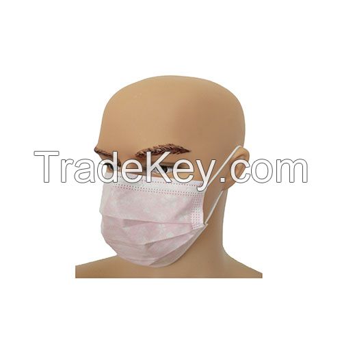 Pink Spa Printing Ear-loop one time use Face Mask