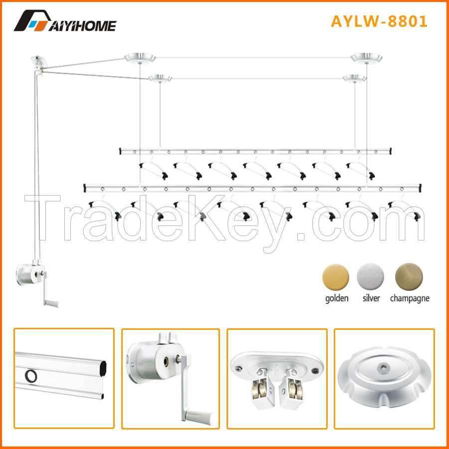 Hand operation lift clothes drying rack