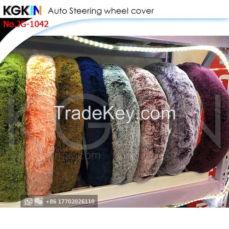 Kgkin Universal Car Steering Wheel Cover Fur Material