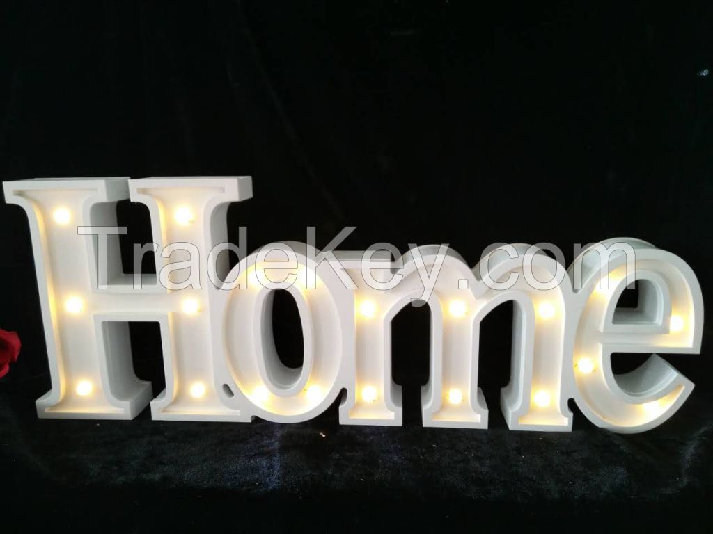 Customized decoration wooden alphabet letter love type led lights