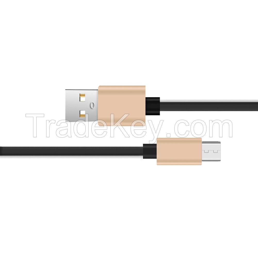 Millionwell New Design Slim Oval Shape 2.4A High Speed USB Cable Micro 1M/2M/3M for Android Phones