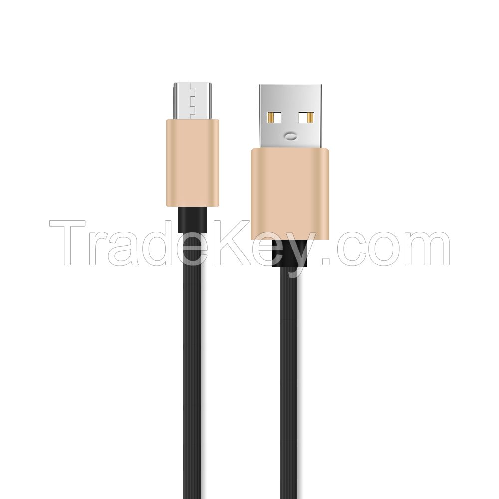 Millionwell New Design Slim Oval Shape 2.4A High Speed USB Cable Micro 1M/2M/3M for Android Phones