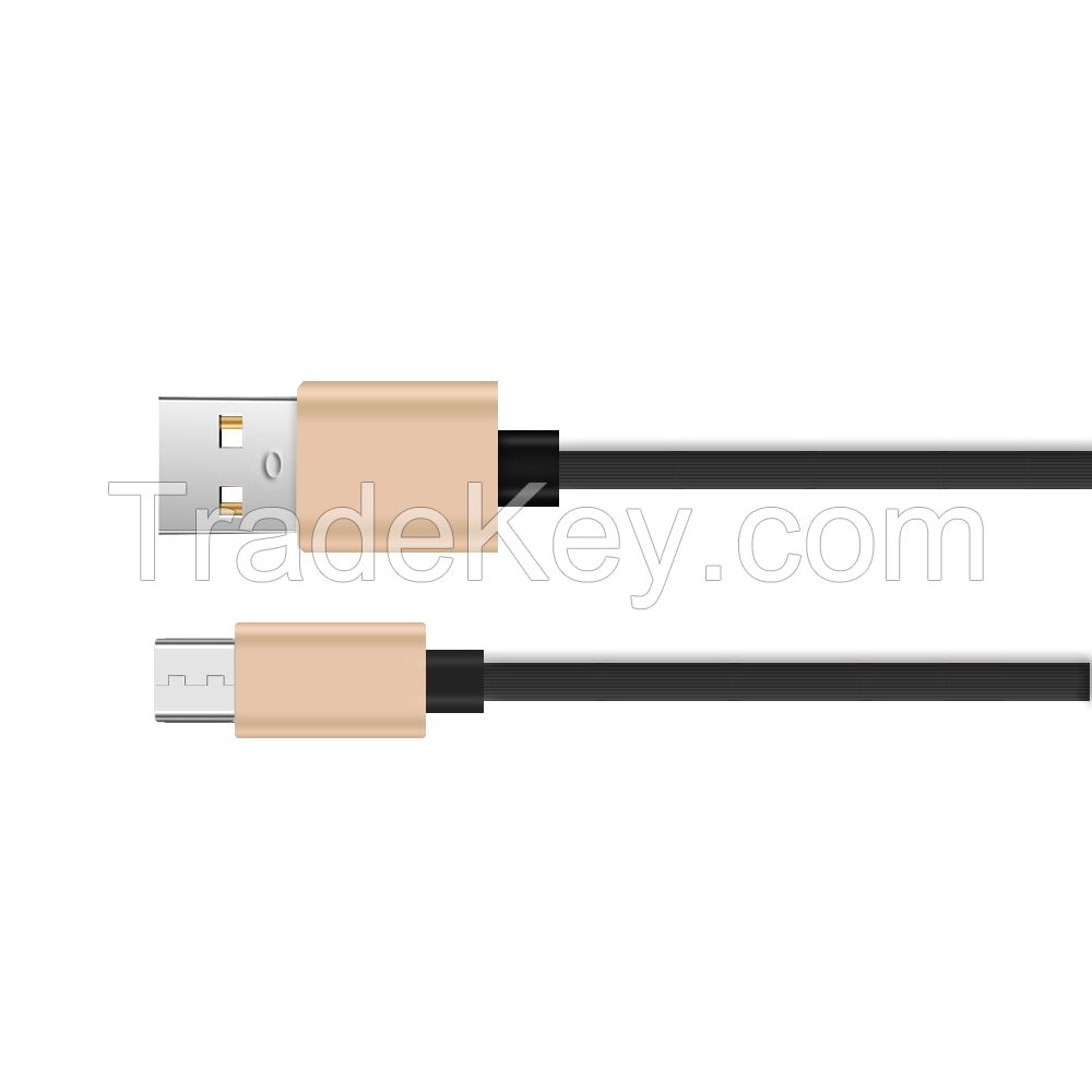 Millionwell New Design Slim Oval Shape 2.4A High Speed USB Cable Micro 1M/2M/3M for Android Phones