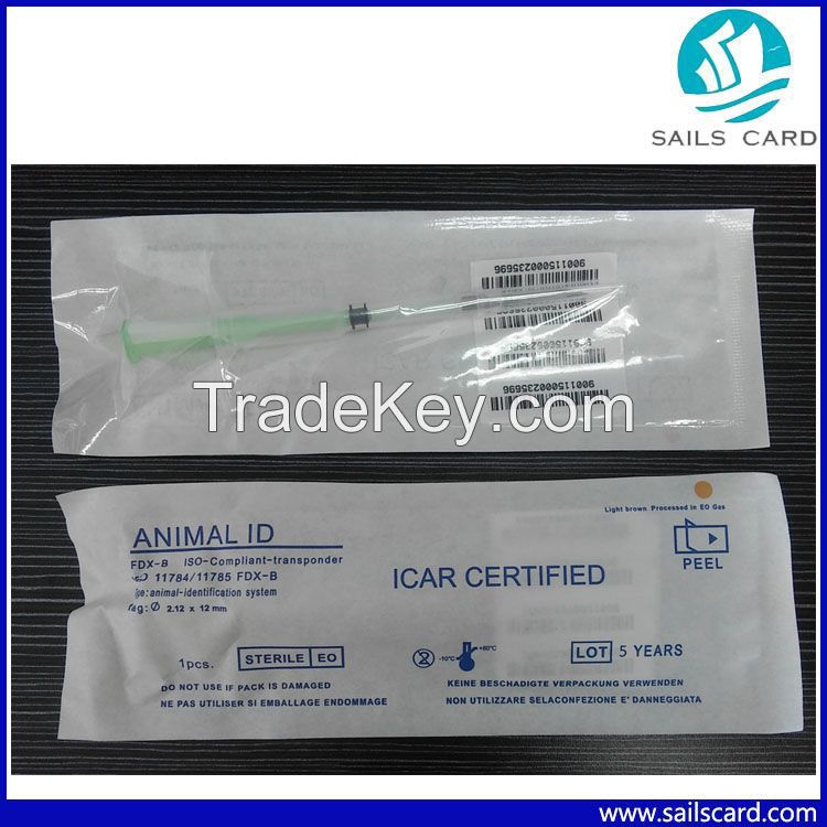 RFID pet microchips with syringe for dog cat