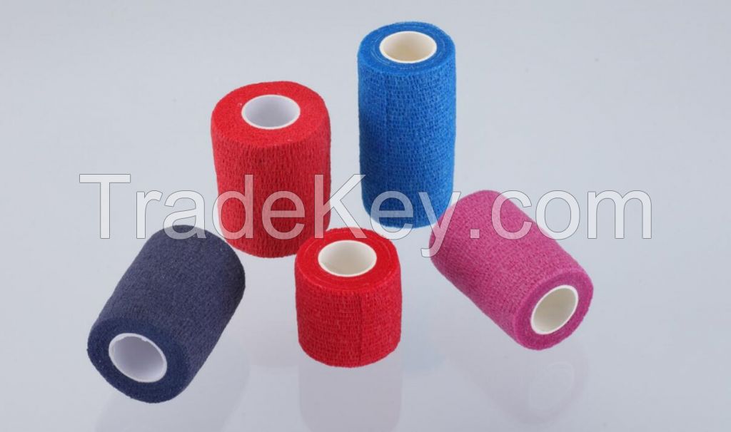 CE&ISO approved medical disposable colored cohesive elastic adhesive bandage 