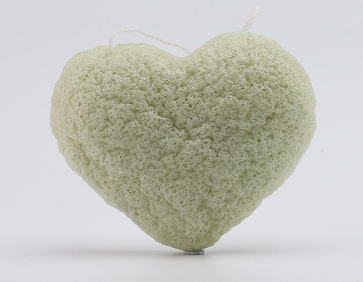 White Dry Round Heart Shape Charcoal Konjac Sponge for face cleaning