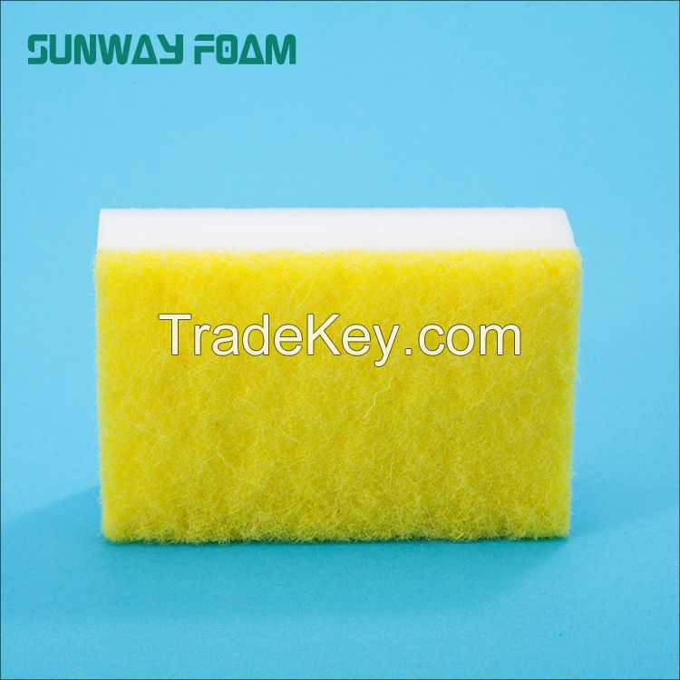 Sunway Wholesale Customized Color  complex Sponge with scouring pad