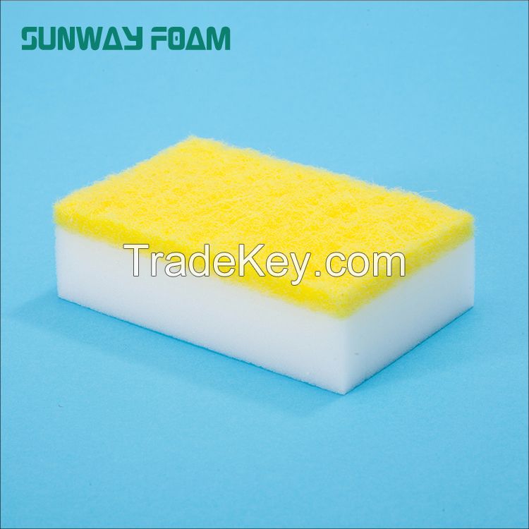 Sunway Wholesale Customized Color  complex Sponge with scouring pad