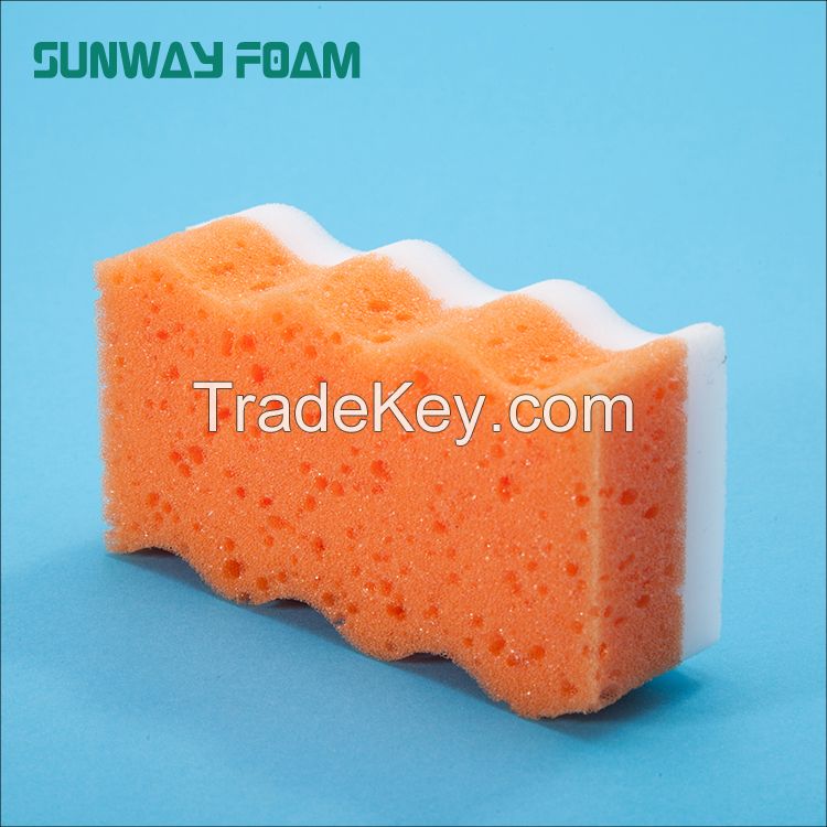 Sunway Wholesale  complex colorful melamine Sponge with PU