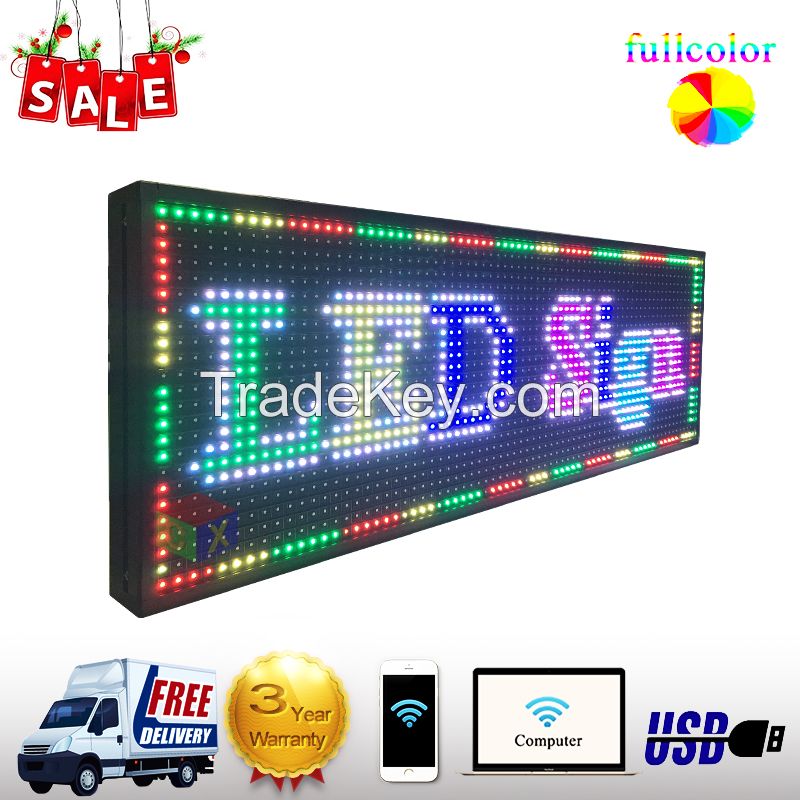 P13 Outdoor Full Color LED Programmable Sign Display 14&#039;&#039;x 39&quot;