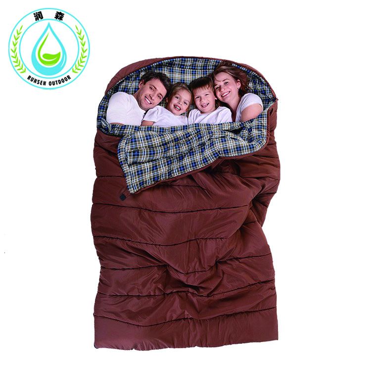 RUNSEN 2-3 Person Sleeping Bag Outdoor Cotton Sleeping Bag Family Camping Sleeping Bag