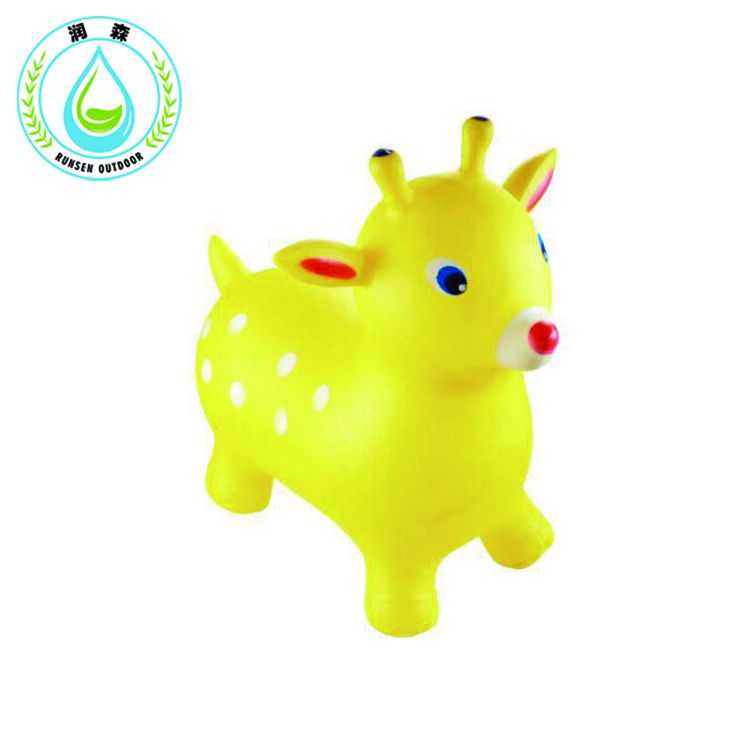 RUNSEN Net Children's Inflatable Toys Jumping Deer Thicken Enlarging Green Jumping Horse Inflatable Horse Deer Yellow Sports Toy Baby Toy Horse